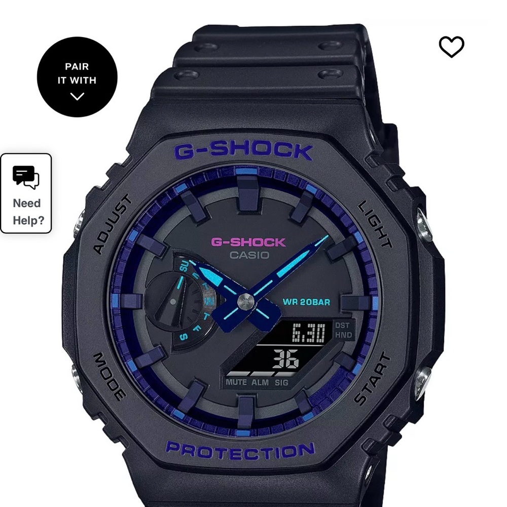 G-Shock Black Watch with Blue and Purple Accents